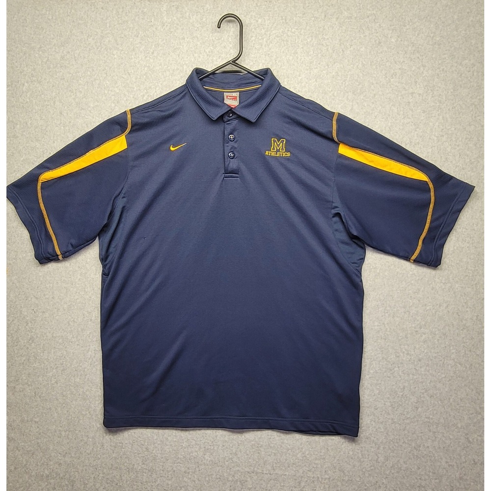 Nike Team University of Michigan Polo Shirt Mens XL Blue Dri-Fit Vintage